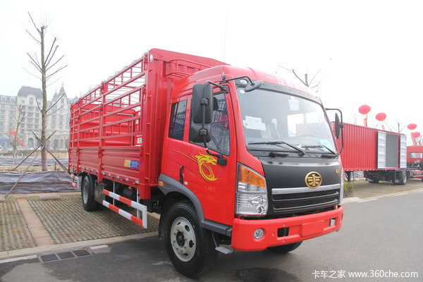 青岛解放 赛龙中卡 160马力 4X2 6.2米排半仓栅式载货车(CA5169XXYPK2L2EA80-1)