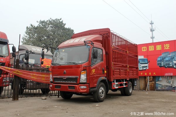 中国重汽HOWO 悍将 170马力 5.75米排半仓栅式载货车(ZZ5147CCYH451CE1)