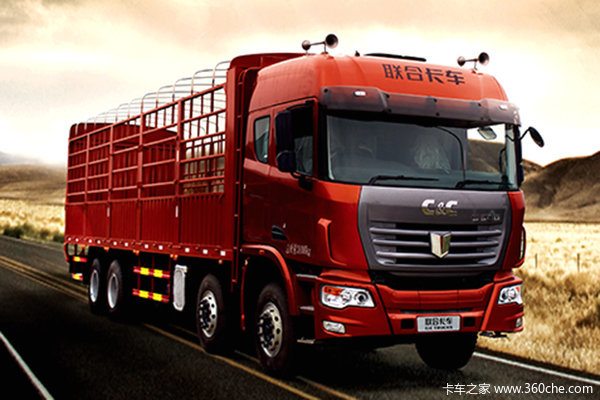 联合卡车 U350重卡 350马力 8X4 9.6米仓栅式载货车(QCC5312CCYD656)
