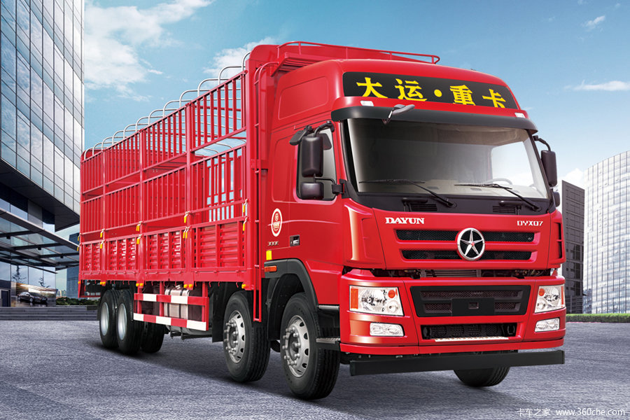 大运 新N8E 轻量化 350马力 8X4 9.6米仓栅式载货车