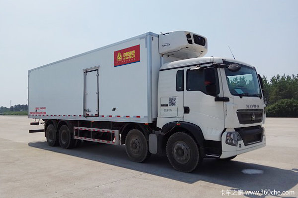 中国重汽 HOWO T5G 340马力 8X4 9.4米冷藏车(绿叶牌)(JYJ5317XLCE)