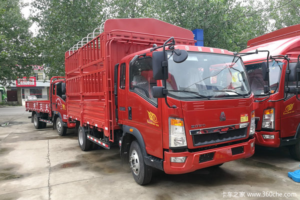 中国重汽HOWO 悍将 129马力 3.85米排半仓栅式轻卡(ZZ5047CCYF3315E145)