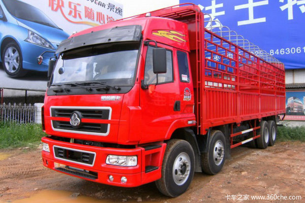 东风柳汽 霸龙重卡 315马力 8X4 9.6米仓栅式载货车(LZ5312CSQEL)