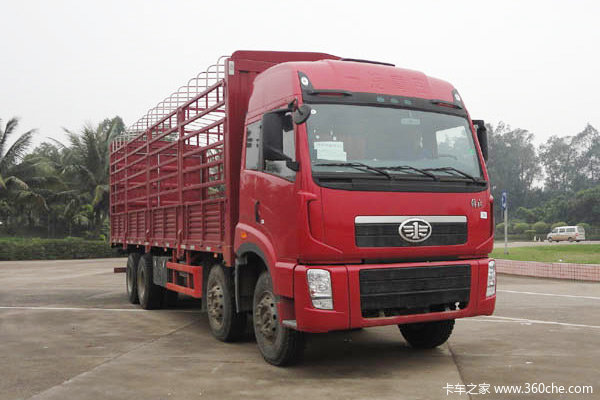 青岛解放 新大威重卡 290马力 8X4 9.5米排半仓栅式载货车(CA5310XXYP2K2L7T4A80-1)