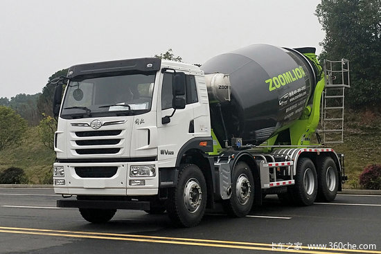 青岛解放悍v重卡270马力8x48方混凝土搅拌运输车中联牌zlj5318gjbj1e