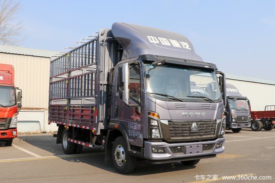 中国重汽howo统帅160马力415米单排仓栅轻卡zz5047ccyg3315f144