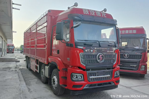 陕汽重卡 德龙M3000S 轻量化版 430马力 8X4 CNG 9.5米仓栅式载货车(国六)(SX5319CCYMD456T)